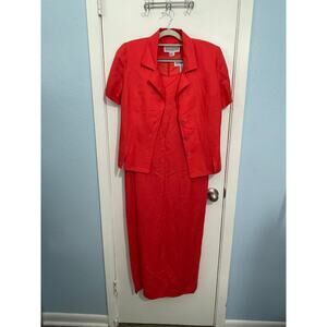 Vintage Jessica Howard 2 Piece Dress Set Size 10 Orange Linen Blend Summer NWT